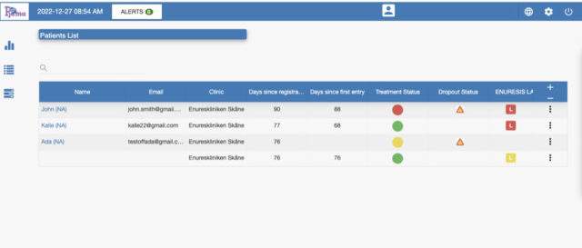 Pjama portal - patient overview